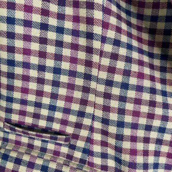 Vintage tan red blue plaid check wool preppy academia blazer jacket 2 - Picture 4 of 7
